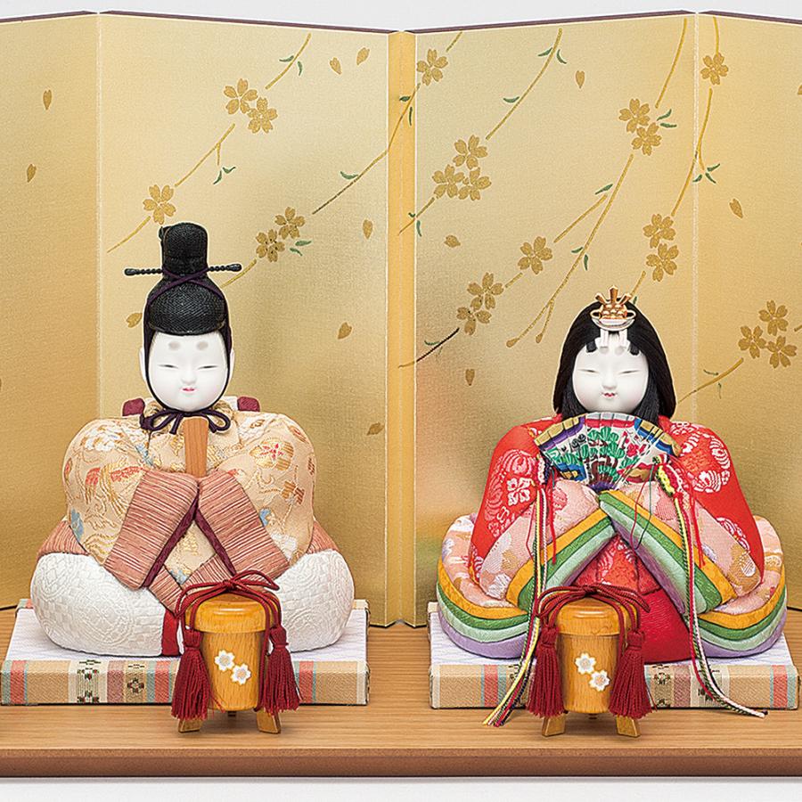 雛人形 真多呂 木目込み 親王飾り 宝珠雛 木目 金 コンパクト モダン