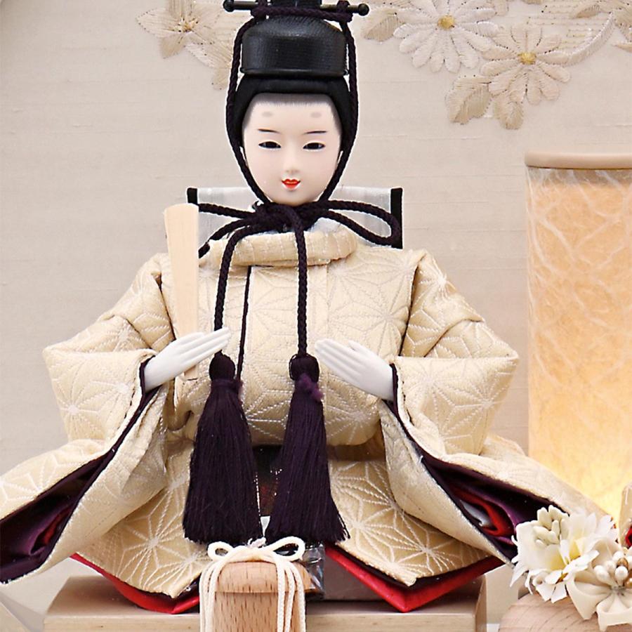 雛人形 コンパクト かわいい マンション 女の子 ミニ おしゃれ つまみ細工 初節句 円型ケース飾り 奏 オフホワイト 刺繍 柳 親王飾り 木製 ひな人形 2026