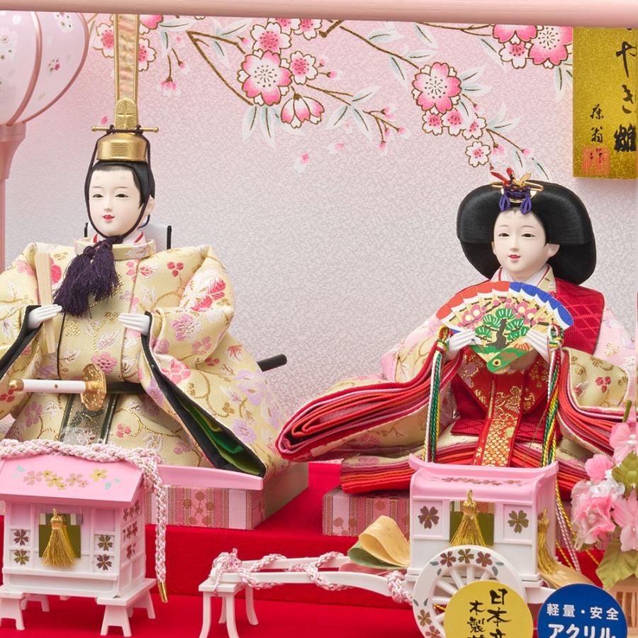 【美品】雛人形 アクリルケース入り 希少！アクリルケース入り飾り 固定式【あみ雛】柱無し6面ケース 良い