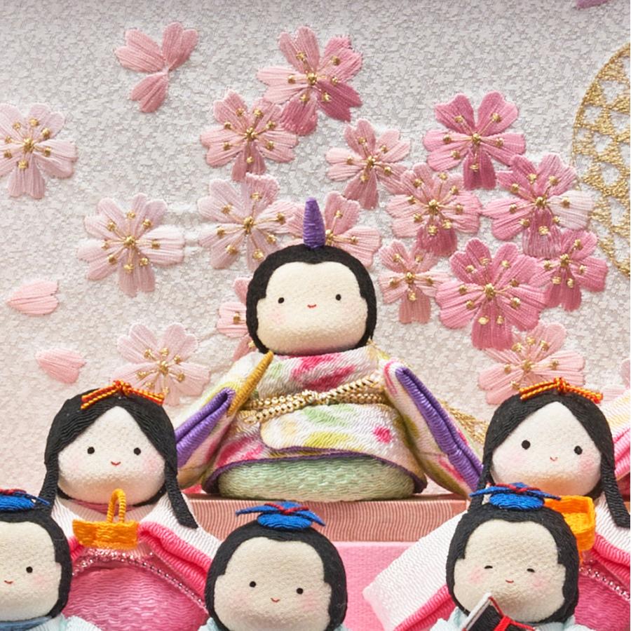雛人形 ケース入り 丸型 円 コンパクト ちりめん ケース ひな人形