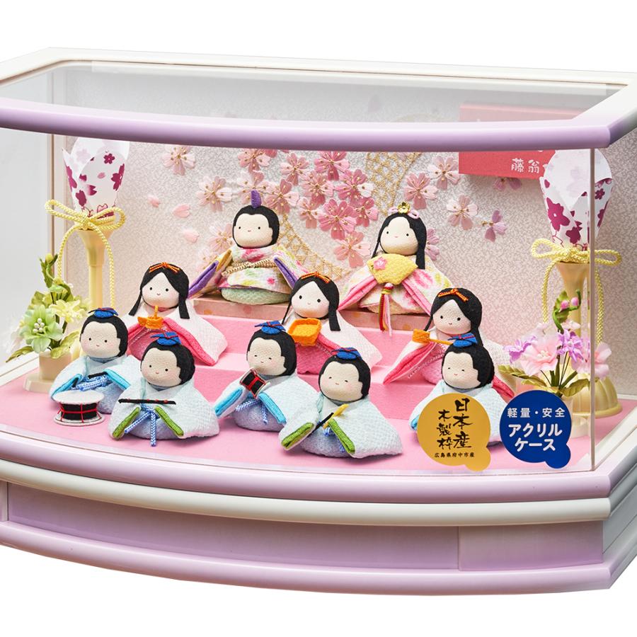 雛人形 ケース入り 丸型 円 コンパクト ちりめん ケース ひな人形