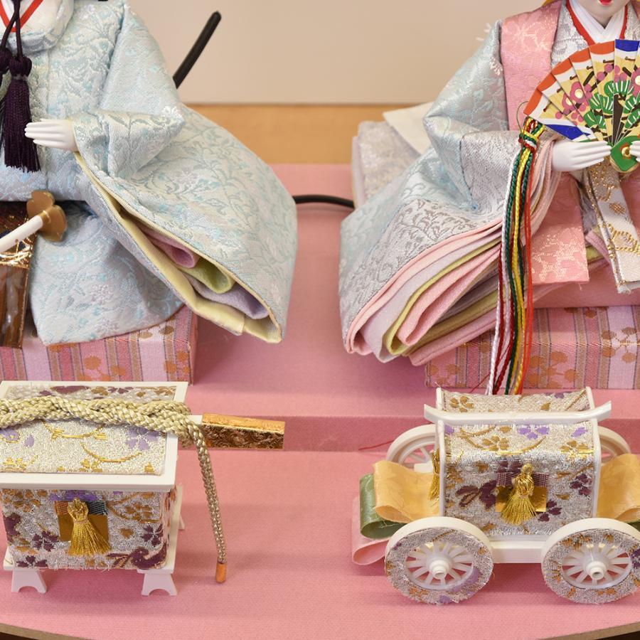 雛人形 コンパクト ケース飾り 選べる ミニ 丸型 紫ボカシ 桃ボカシ 飾り花 アクリル 小三五親王飾り 金襴仕立 おしゃれ おひな様 かわいい モダン 243-270 2026_11