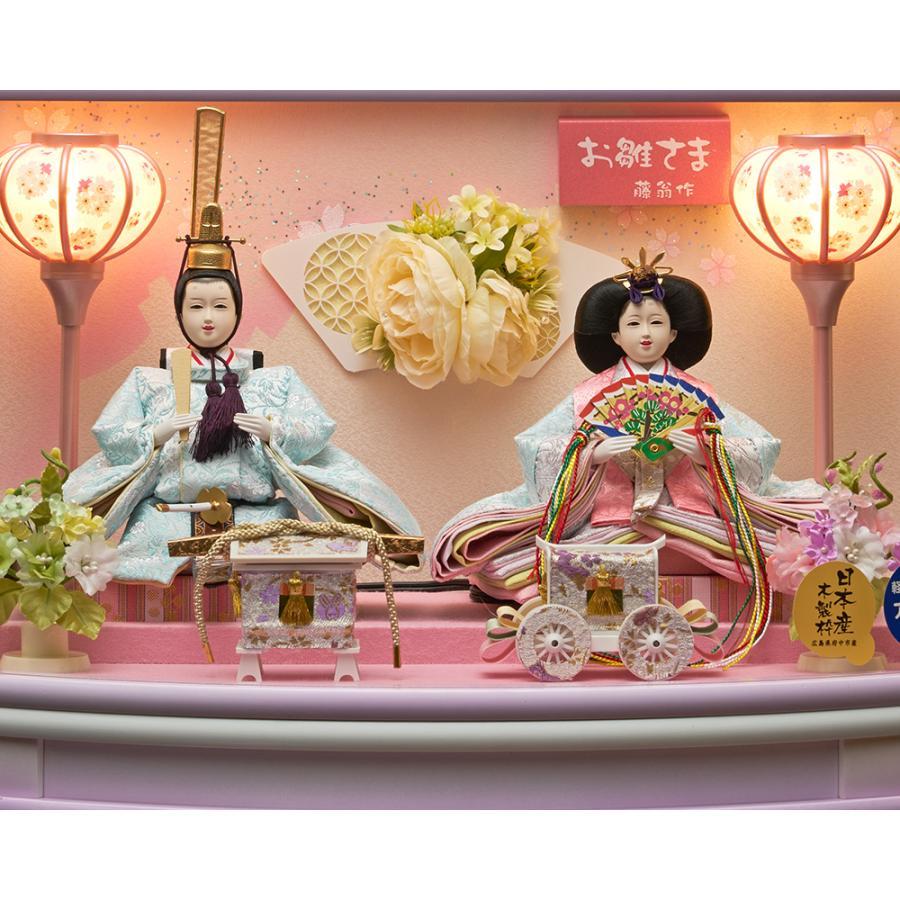 雛人形 コンパクト ケース飾り 選べる ミニ 丸型 紫ボカシ 桃ボカシ 飾り花 アクリル 小三五親王飾り 金襴仕立 おしゃれ おひな様 かわいい モダン 243-270 2026_12