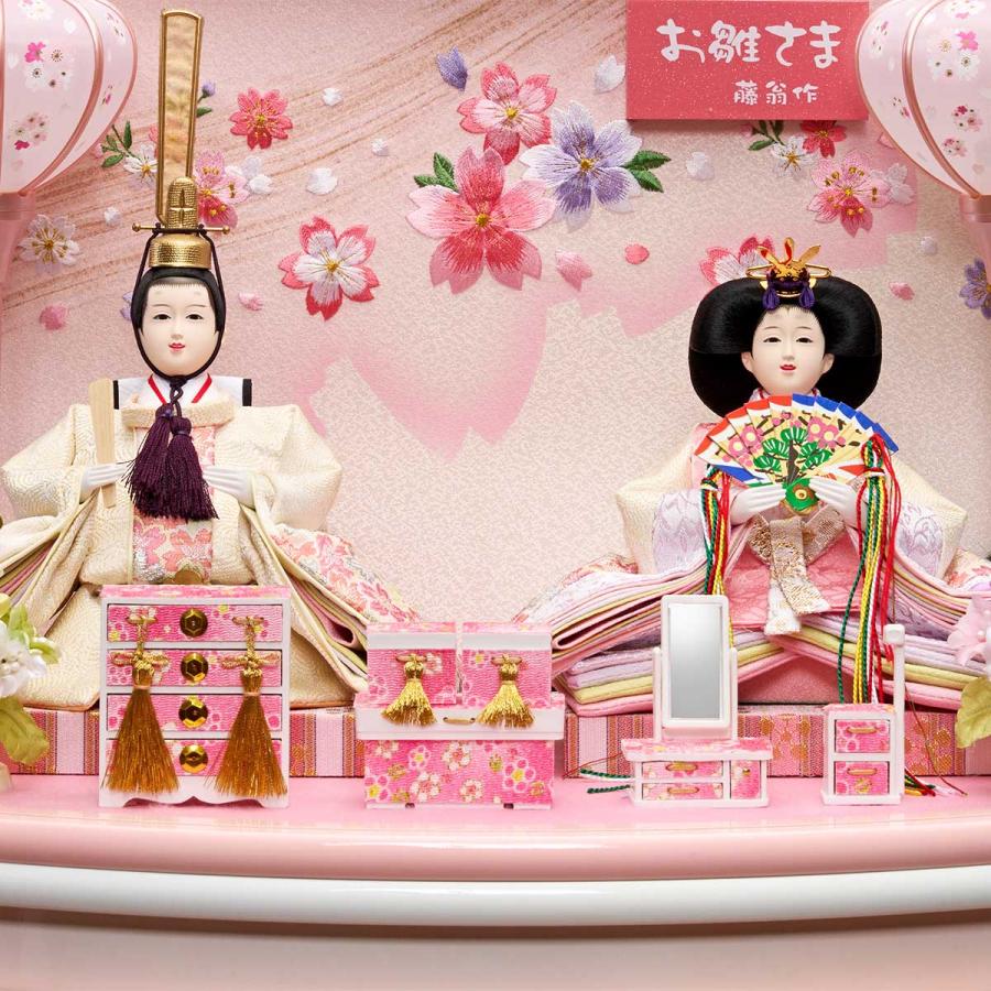 雛人形 コンパクト ケース飾り 選べる ミニ 丸型 紫ボカシ 桃ボカシ 飾り花 アクリル 小三五親王飾り 金襴仕立 おしゃれ おひな様 かわいい モダン 243-270 2026_14