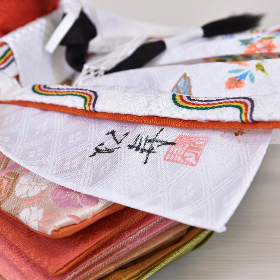 雛人形 コンパクト 松寿 ひな人形 刺繍 親王飾り 平飾り 黒 ししゅう 白 紺 ホワイト orijin  かわいい おしゃれ モダン 初節句 お雛様 おひな様の画像