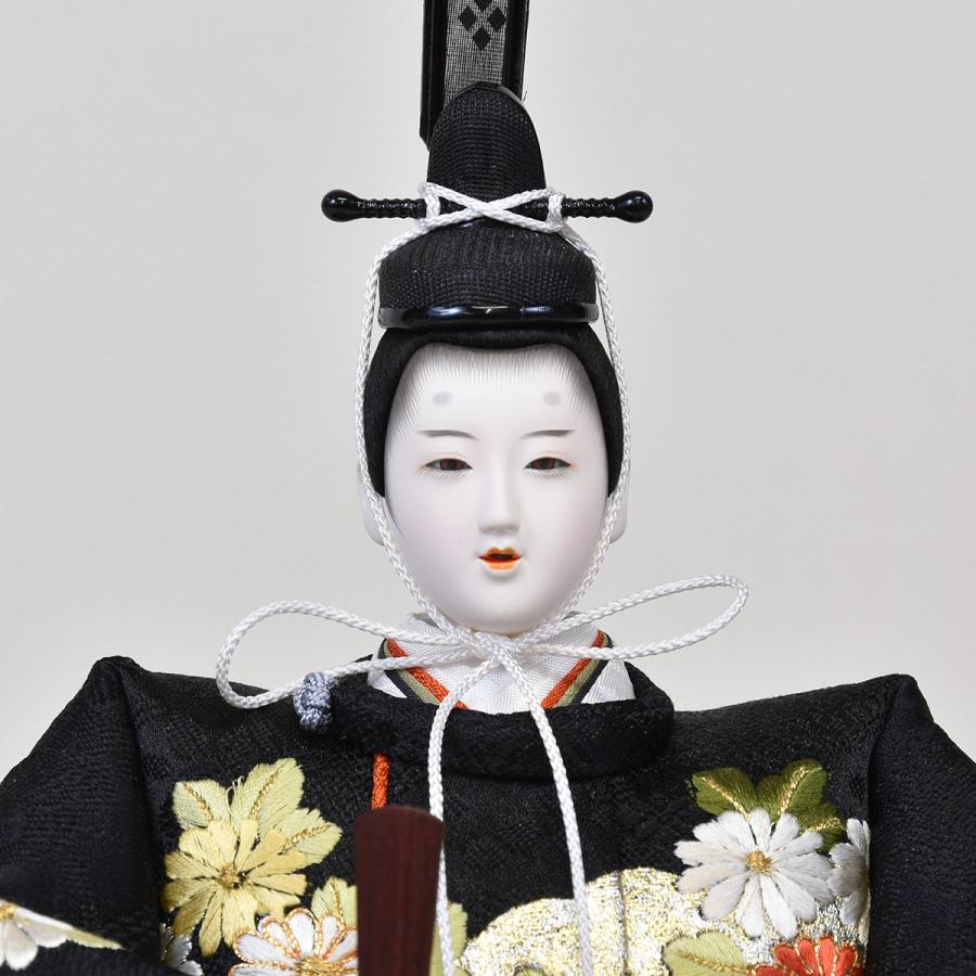 雛人形 コンパクト 松寿 ひな人形 刺繍 親王飾り 平飾り 黒 ししゅう 白 紺 ホワイト orijin  かわいい おしゃれ モダン 初節句 お雛様 おひな様の画像