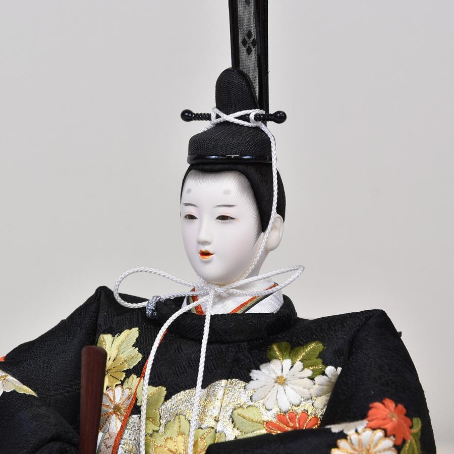 雛人形 コンパクト 松寿 ひな人形 刺繍 親王飾り 平飾り 黒 ししゅう 白 紺 ホワイト orijin  かわいい おしゃれ モダン 初節句 お雛様 おひな様の画像
