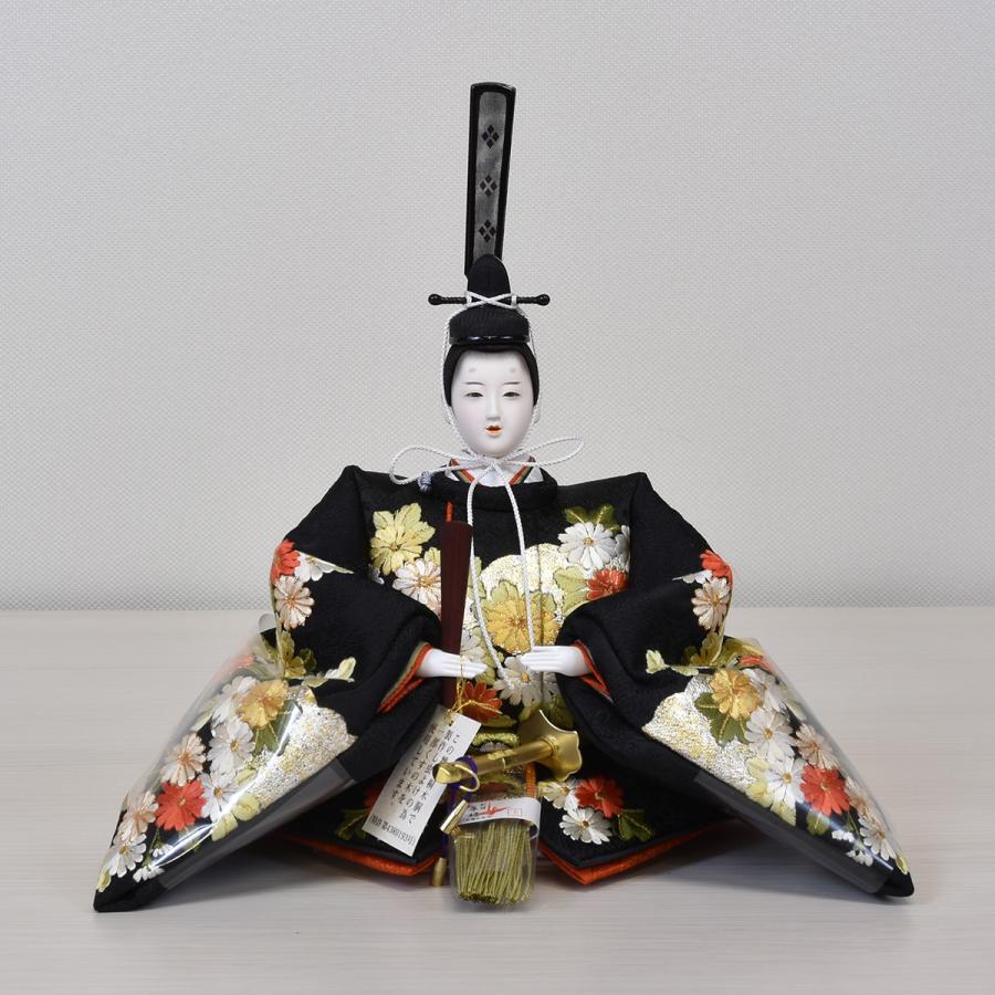 雛人形 コンパクト 松寿 ひな人形 刺繍 親王飾り 平飾り 黒 ししゅう 白 紺 ホワイト orijin  かわいい おしゃれ モダン 初節句 お雛様 おひな様の画像