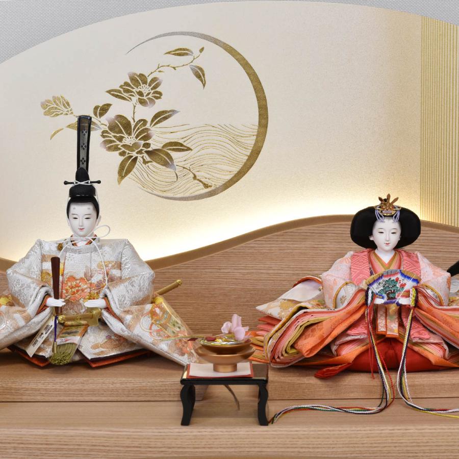 雛人形 コンパクト 松寿 ひな人形 刺繍 親王飾り 平飾り ししゅう 白 朱 ホワイト ピンク orijin  かわいい おしゃれ モダン 初節句 お雛様 おひな様 2026の画像