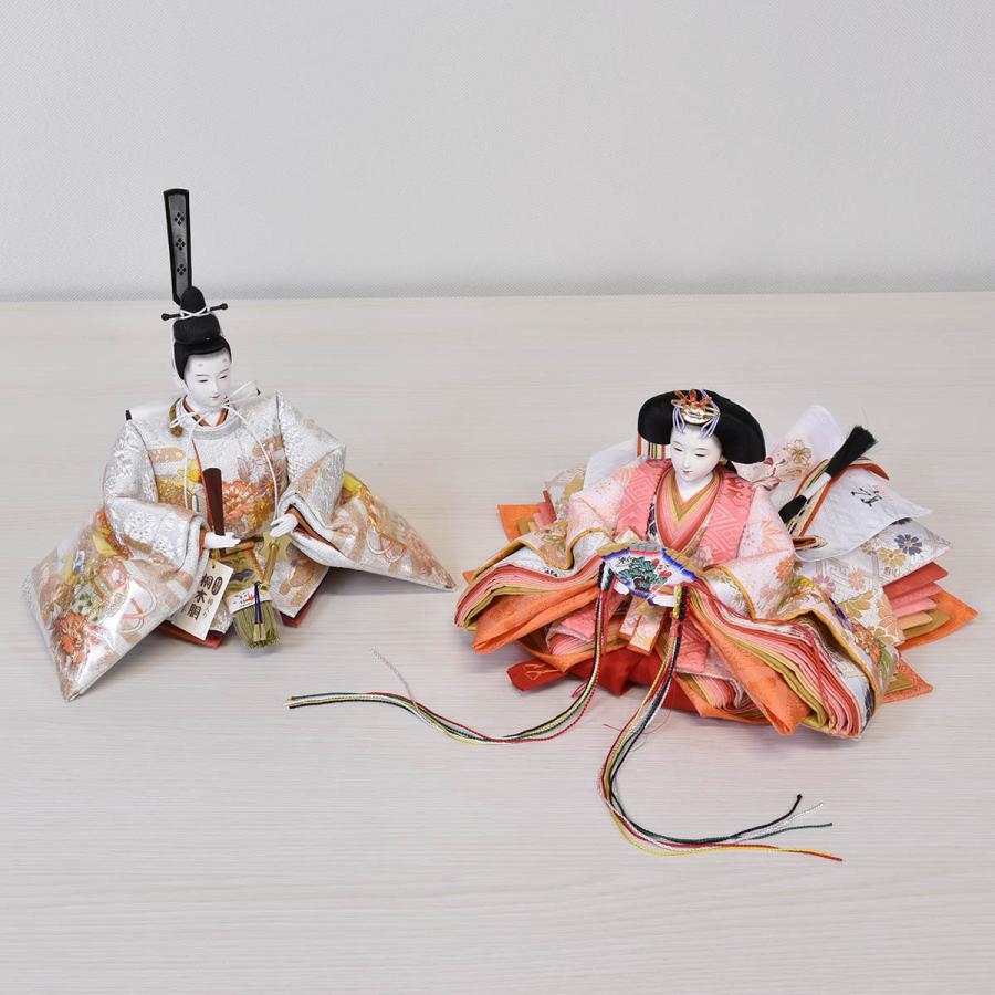 雛人形 コンパクト 松寿 ひな人形 刺繍 親王飾り 平飾り ししゅう 白 朱 ホワイト ピンク orijin  かわいい おしゃれ モダン 初節句 お雛様 おひな様 2026の画像