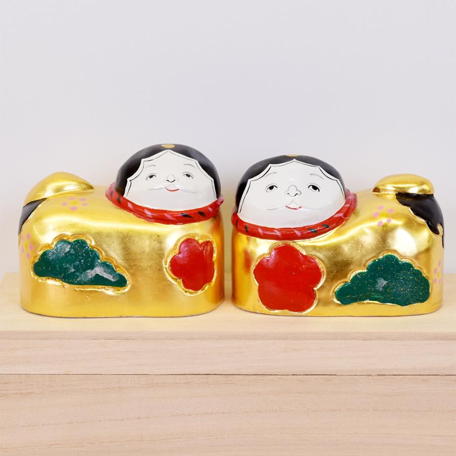 雛人形 ひな人形 おとぎ犬 2匹 収納箱入 金箔 コンパクト かわいい