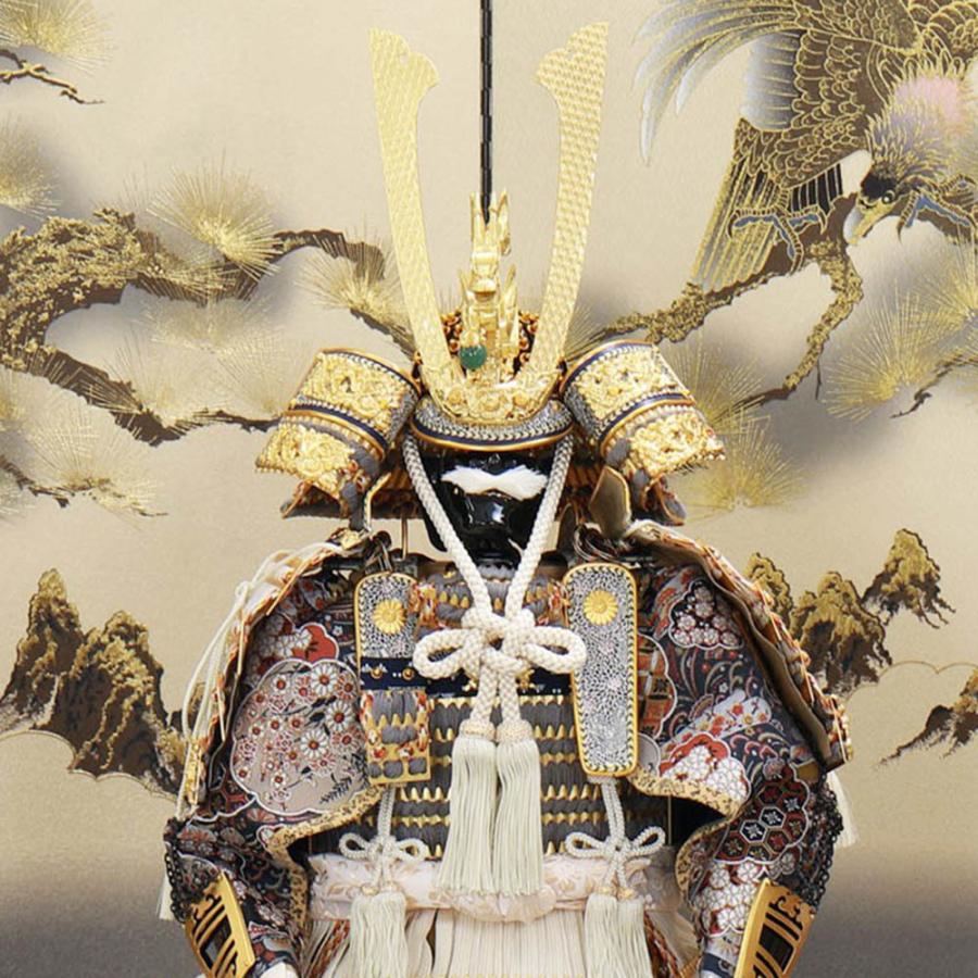 五月人形12号　祝兜 五月人形】12号 彫金 三日月 上杉謙信 兜収納飾り〈上原玉鳳作