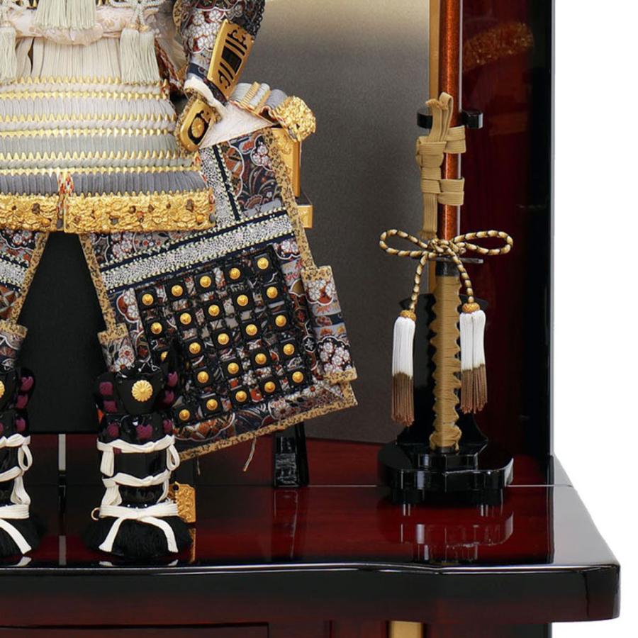 五月人形12号　祝兜 五月人形 お祝い 鎧飾り 12号 平飾り台付 屏風付 塗桐 ワイン