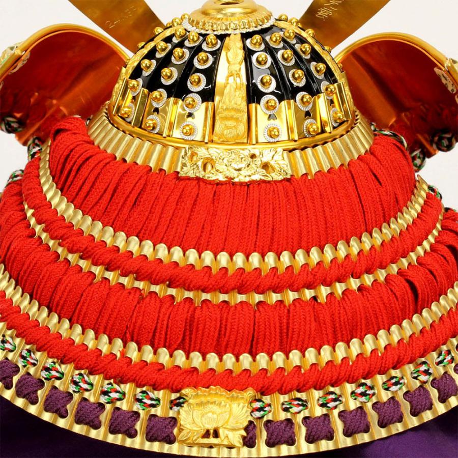 五月人形 お祝い 兜飾り 8号 平飾り台付 屏風付 黒塗 金箔 京甲冑師 二