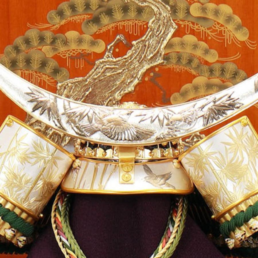 五月人形 お祝い コンパクト 兜 10号収納箱飾り 雅峰 金小札 緑色段糸