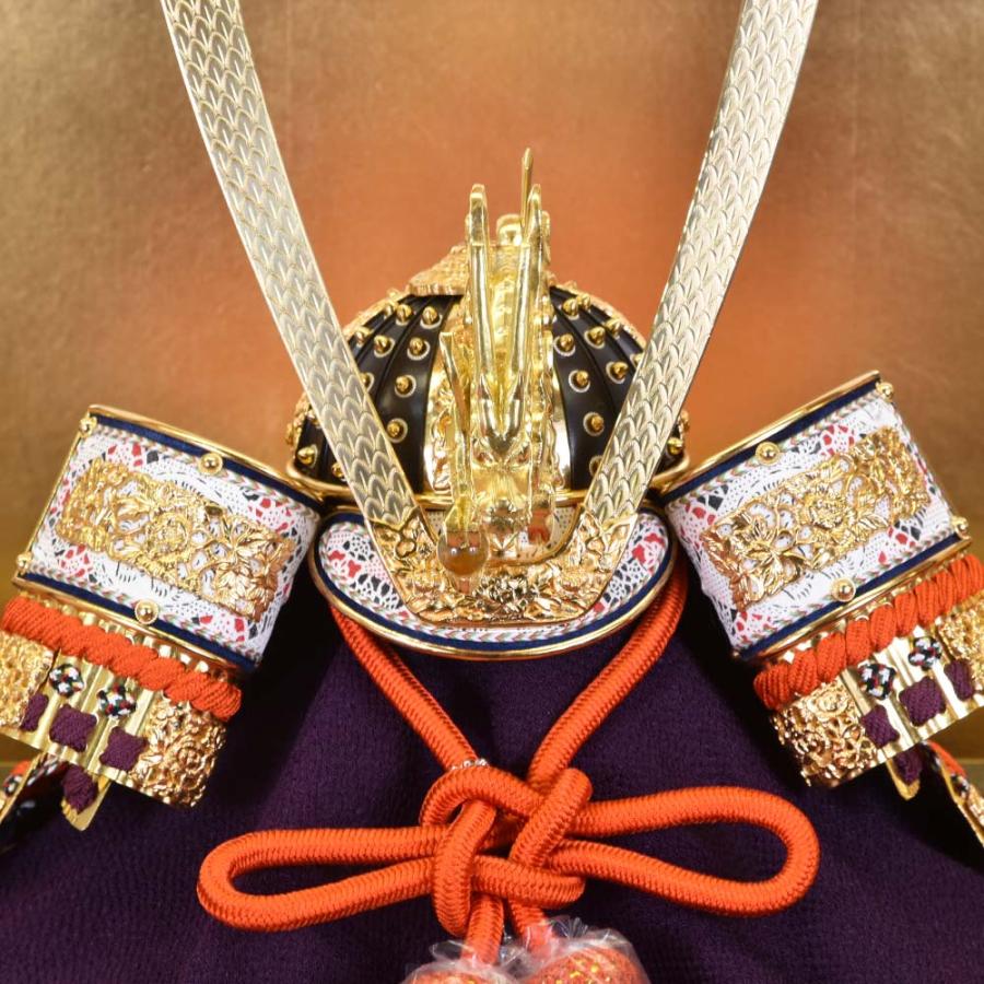 五月人形 コンパクト おしゃれ 鎧飾り 13号 平安一水作 兜 台16号 金箔