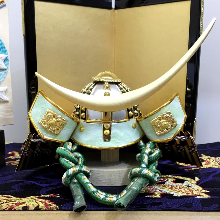 五月人形 兜セット 緑 鯉のぼり付 48KB-4 ミニ コンパクト 倉庫管理品