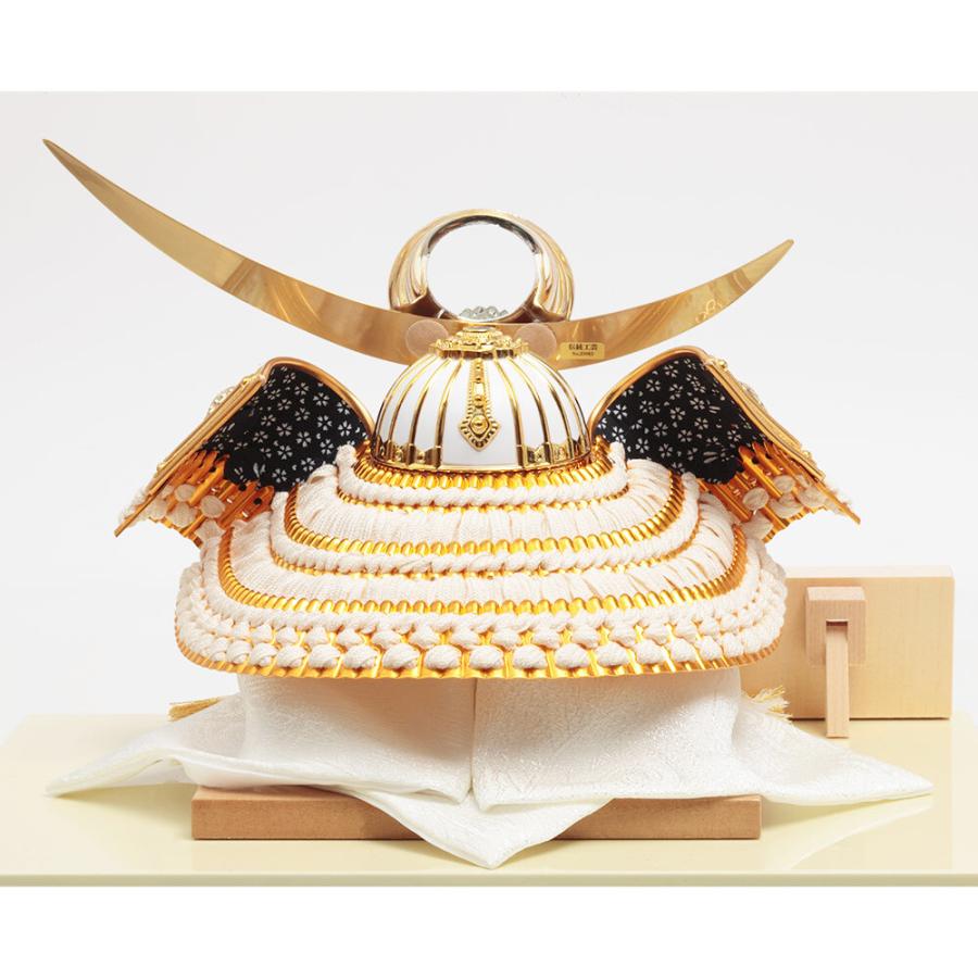 五月人形 久月 上杉謙信 丸型 コンパクト 白 アクリルケース ケース