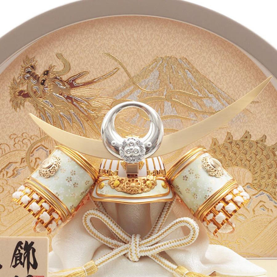 五月人形 久月 上杉謙信 丸型 コンパクト 白 アクリルケース