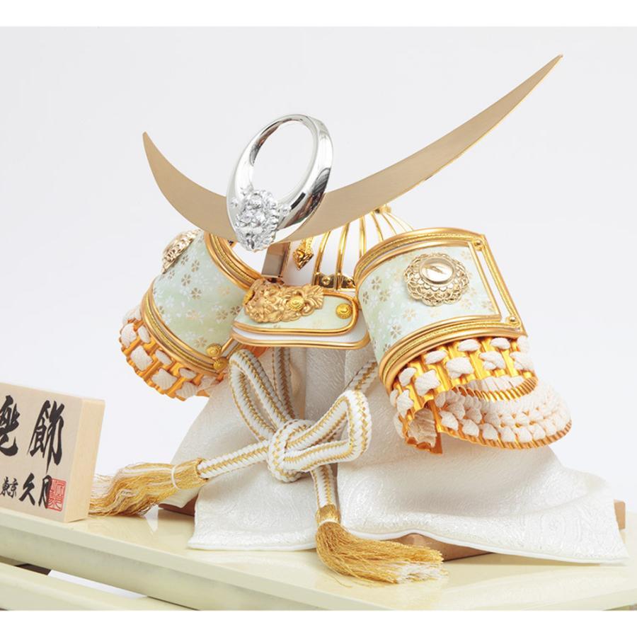 五月人形 久月 上杉謙信 丸型 コンパクト 白 アクリルケース