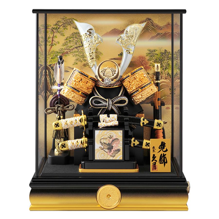 東京久月　五月人形　家紋付き兜飾りアクリルケース入・コンパクトサイズ 五月人形 コンパクト 久月作 兜飾り アクリルケース 送料無料 おしゃれ