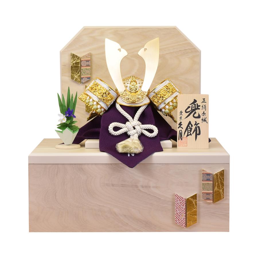 兜を収納できるお櫃つき　コンパクト　兜飾り　名前旗セット 兜を収納できるお櫃つき コンパクト 兜飾り 名前旗セット 五月人形