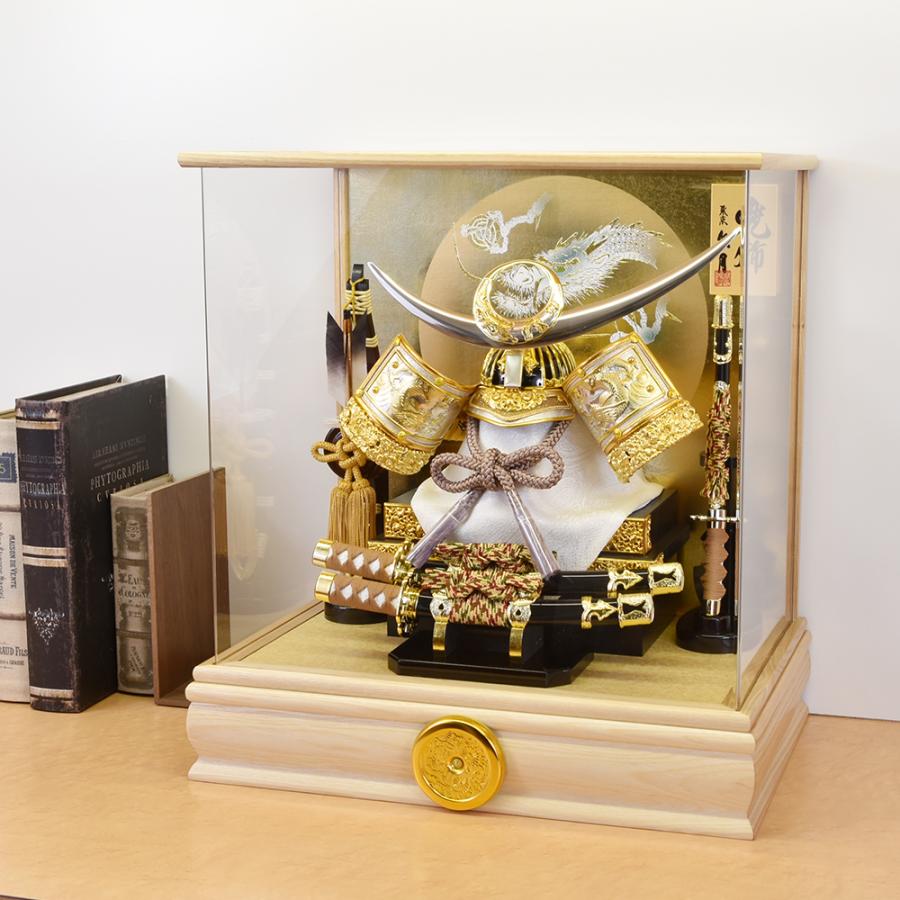 五月人形 久月作 お祝い 兜飾り ケース飾り アクリルケース 10号 木目 ナチュラル カッコいい 端午の節句 おしゃれ 2026 No.37 k510103
