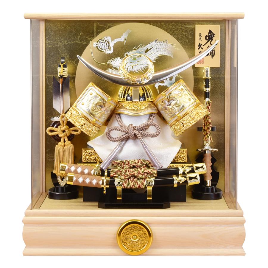 五月人形 久月作 お祝い 兜飾り ケース飾り アクリルケース 10号 木目 ナチュラル カッコいい 端午の節句 おしゃれ 2026 No.37 k510103