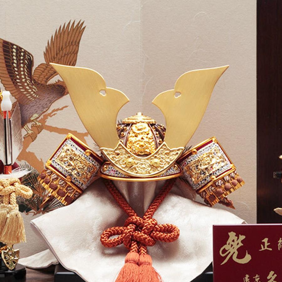 五月人形 久月作 コンパクト お祝い 兜飾り 収納飾り 正絹 薄茶 裾濃縅 7号 カッコいい 端午の節句 おしゃれ 2026 No.27 11225_2