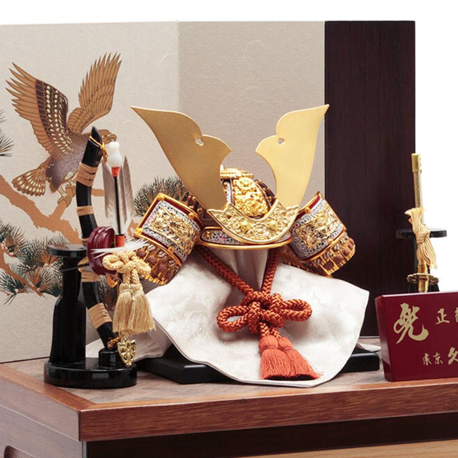 五月人形 久月作 コンパクト お祝い 兜飾り 収納飾り 正絹 薄茶 裾濃縅 7号 カッコいい 端午の節句 おしゃれ 2026 No.27 11225_4