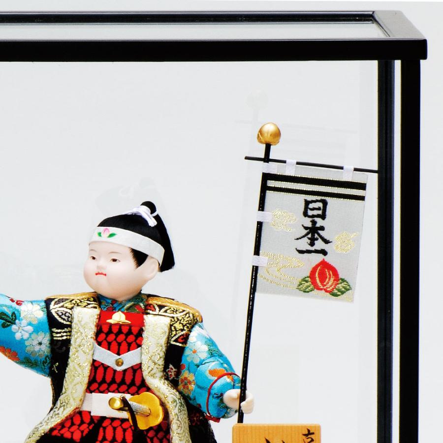 五月人形 真多呂人形作 木目込み 大将飾り 子供大将 ケース飾り 桃太郎