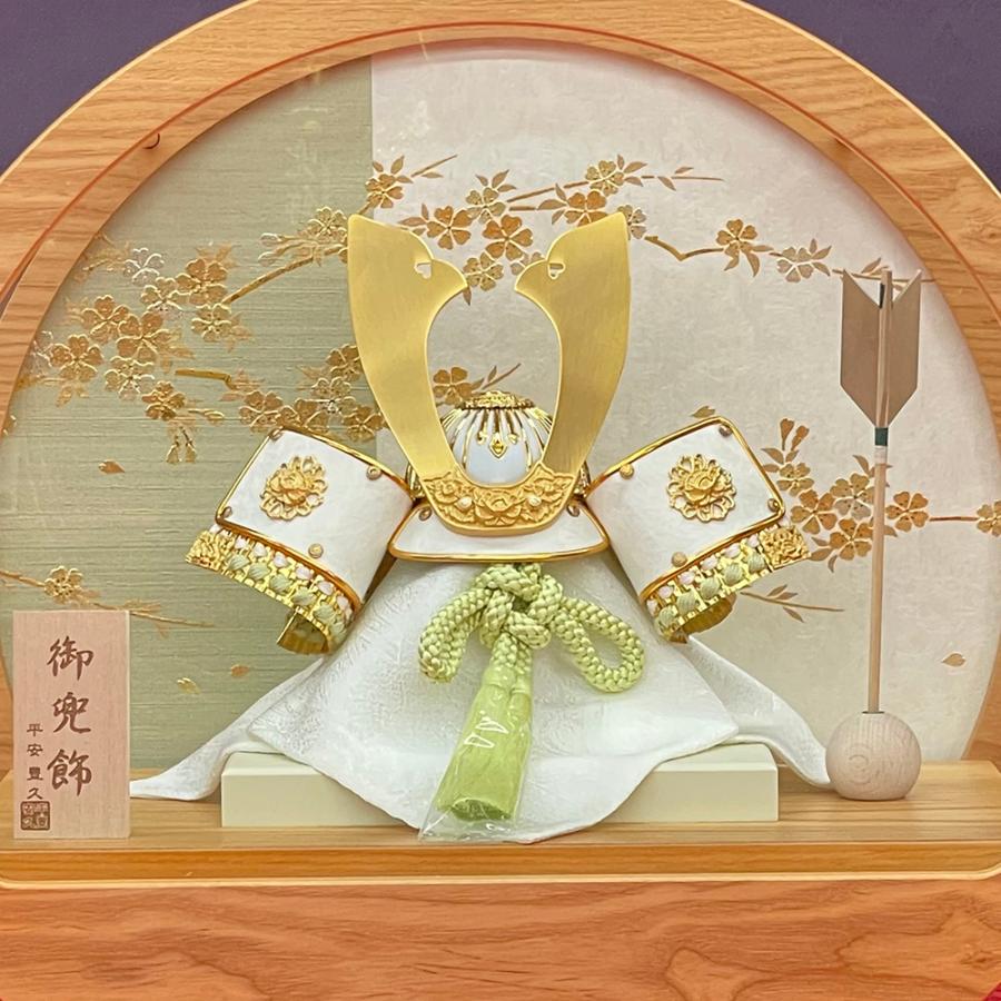 五月人形 コンパクト ケース飾り 兜飾り 8号 祐介 円型 アクリルケース