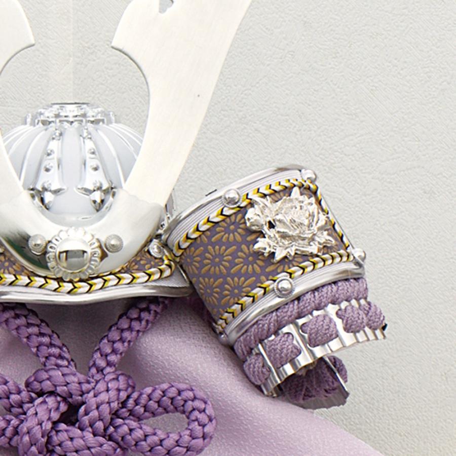 五月人形 コンパクト むらさき シルバー 銀 兜 ミニ 兜飾り おしゃれ 5