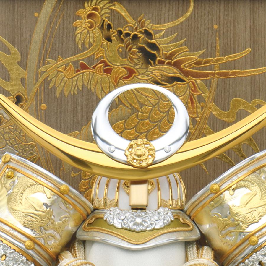 五月人形 コンパクト ケース入り 上杉謙信 おしゃれ 兜飾り 8号 白金