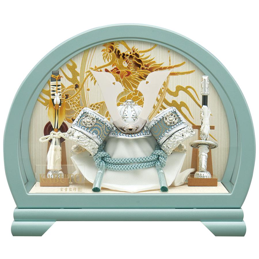 五月人形 コンパクト ケース入り おしゃれ 兜飾り 5号 白銀 中鍬兜 おしゃれ 名将武将 丸型 ケース飾り モダン 木 木製 台 ミニ かわいい 2025 ck25115-5 |  | 09