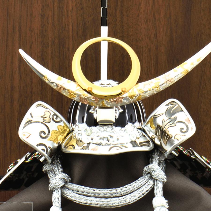 五月人形 上杉 お祝い 初節句 コンパクト 兜飾り 収納飾り 5号 銀唐草