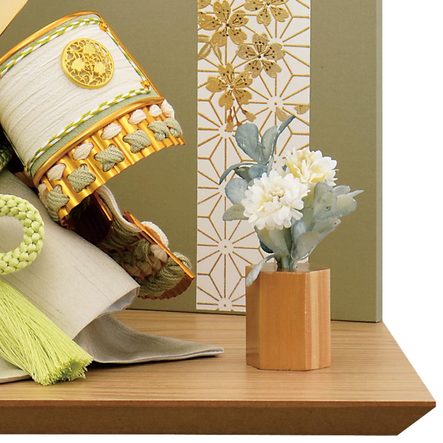 五月人形 コンパクト ミニ 兜 お祝い 初節句 兜飾り 平飾り 5号 白 金