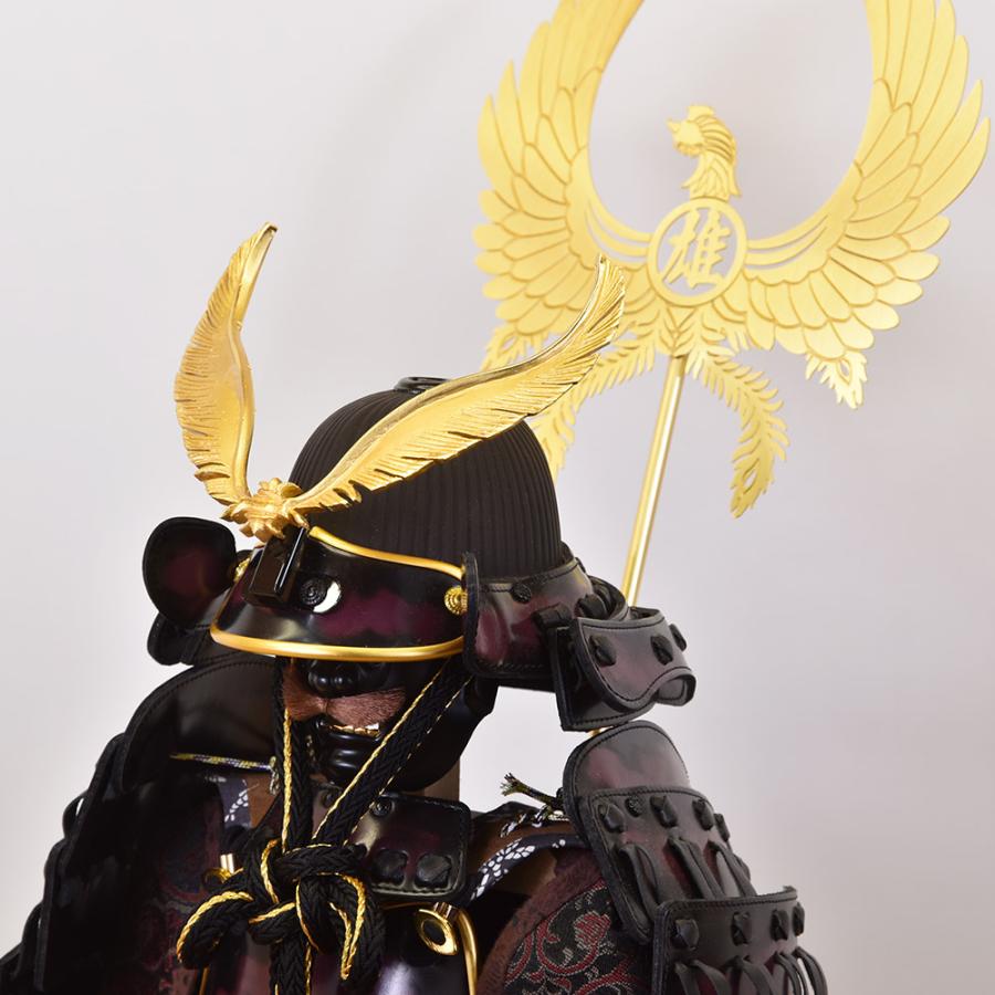 五月人形 コンパクト おしゃれ 鎧飾り 7号 5月人形 雄山作 本革 紫芳