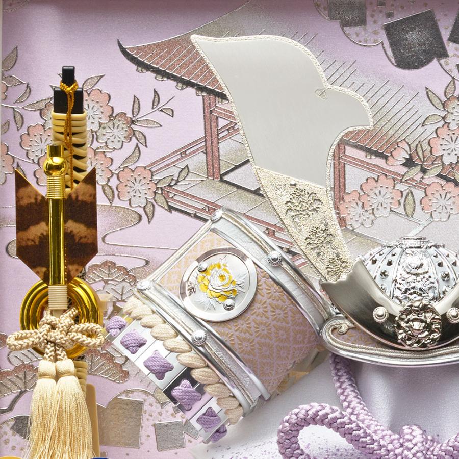 五月人形 兜飾り ケース飾り はると 紫 245-718 透かし細工入り大鍬兜
