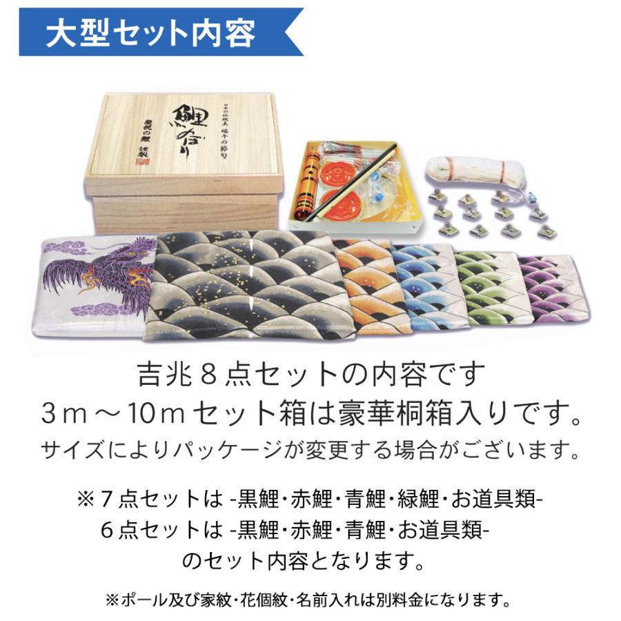 鯉のぼり 庭 園用 8m6点セット 吉兆 こいのぼり ポール別売り 徳永鯉のぼり 撥水加工｜jinya｜03