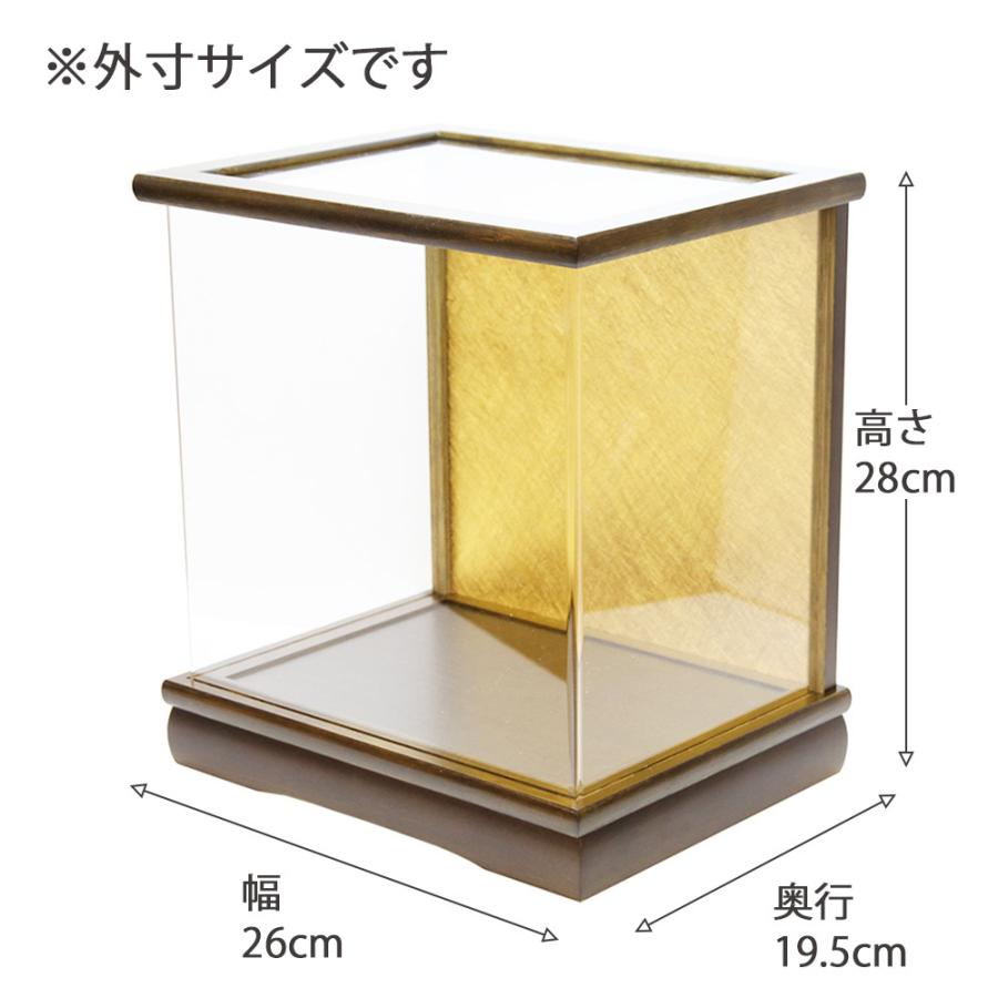 ゆうき☆　新品 人形ケース　金色　木目調　２セット 人形ケース 横幅 約39.5cmx奥行19.5cmx高さ29.5cm 内計りアクリル