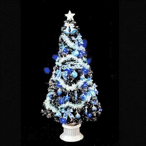 クリスマスツリー ブラックファイバーツリーセット210cm ブルー
