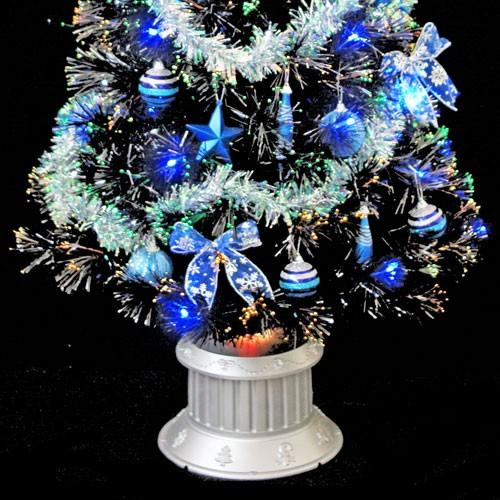 クリスマスツリー ブラックファイバーツリーセット210cm ブルー