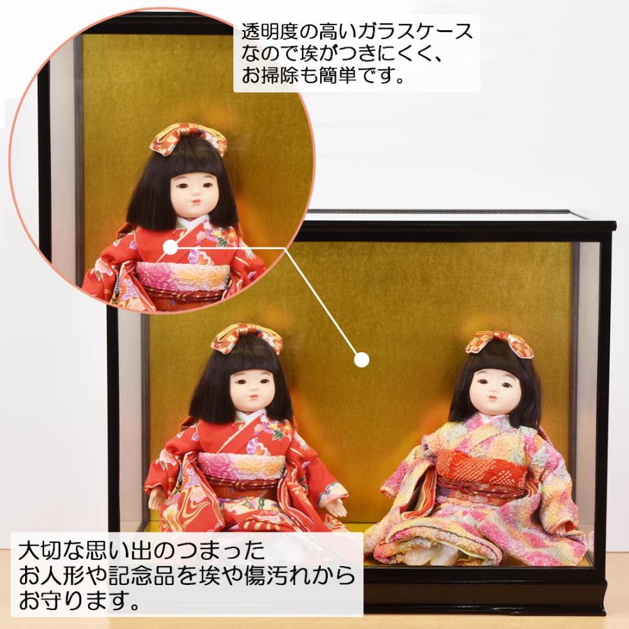 ガラスケース付き（寸法：高さ   約58cm）  大きな木目込み人形 人形ケース ガラス人形ケース 幅 間口24奥行20高20cm(内寸