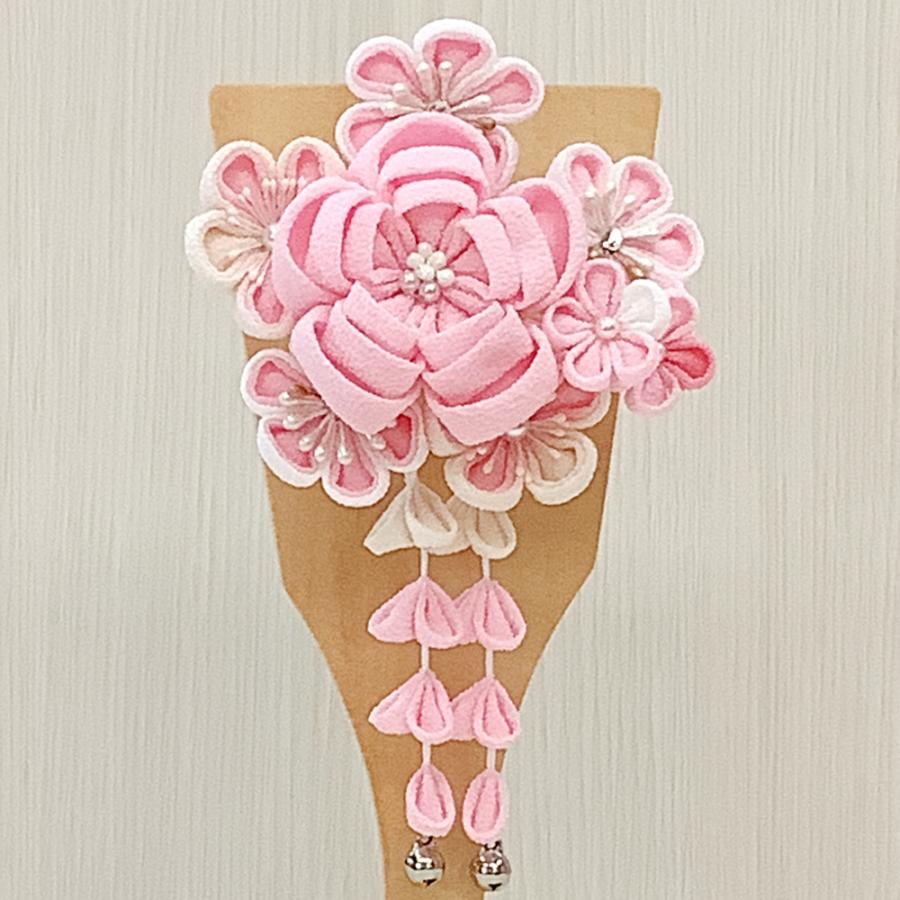 羽子板 つまみ細工 単品 初正月 7号 (高さ25cm) コンパクト 花飾り