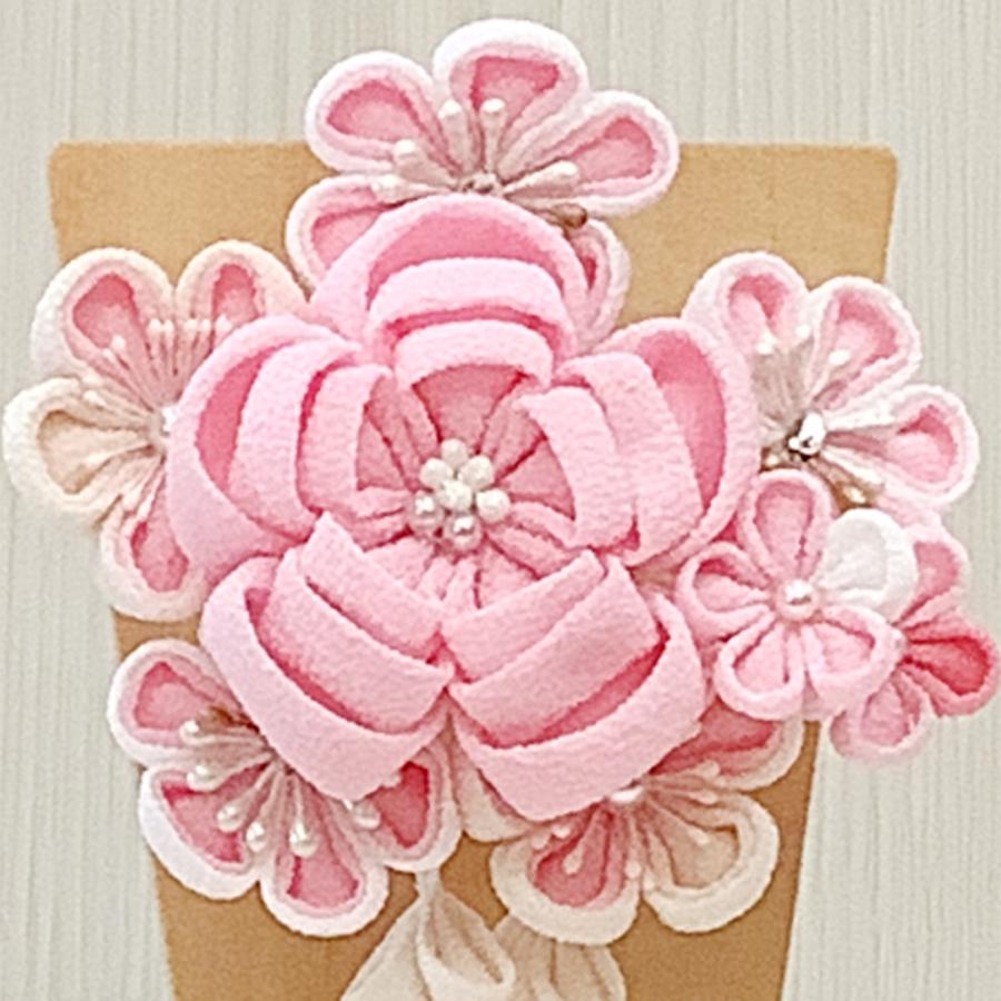 羽子板 つまみ細工 単品 初正月 7号 (高さ25cm) コンパクト 花飾り
