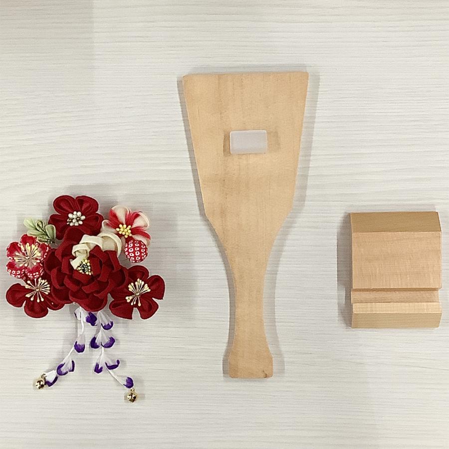 羽子板 つまみ細工 単品 初正月 7号 (高さ25cm) コンパクト 花飾り
