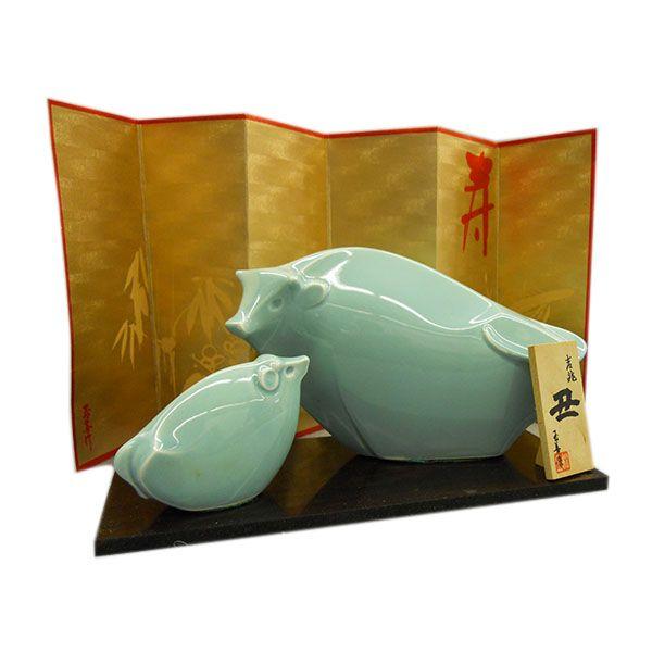 干支　丑　No.15　親子　青磁 |  | 01