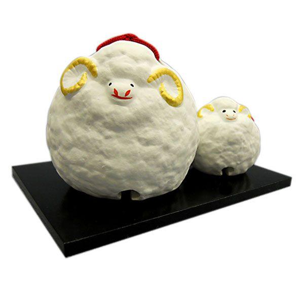 干支　未　14　白色　親子　焼き物 |  | 02