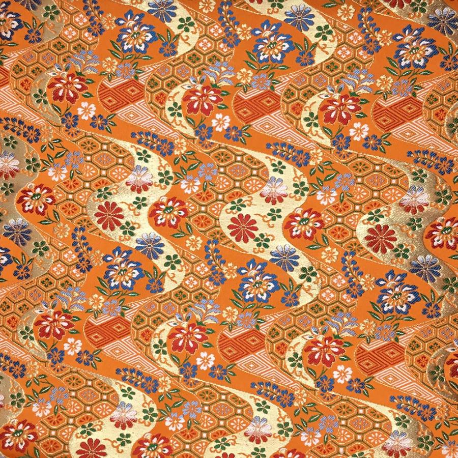 金襴生地 金襴の布 朱地に花付よろけ柄 kin赤31 : 雛人形-五月人形